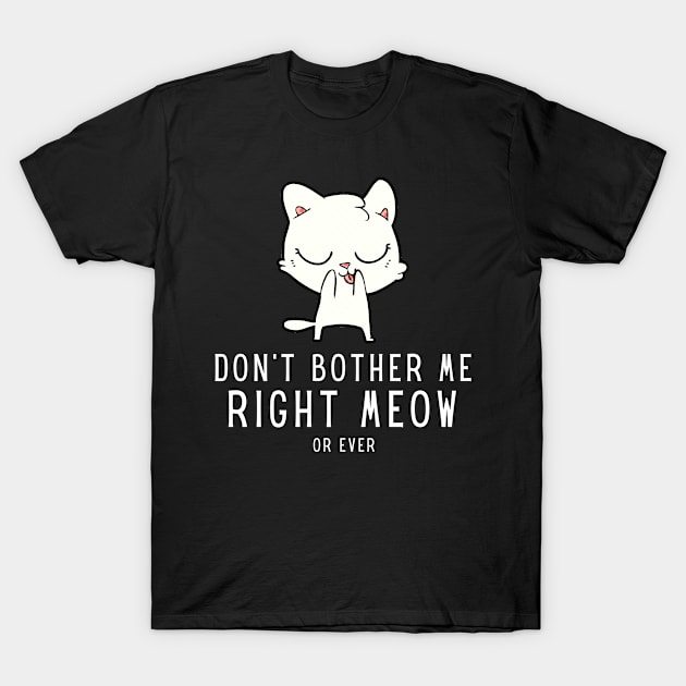 Don't Bother Me Right Meow Pun T-Shirt by karolynmarie